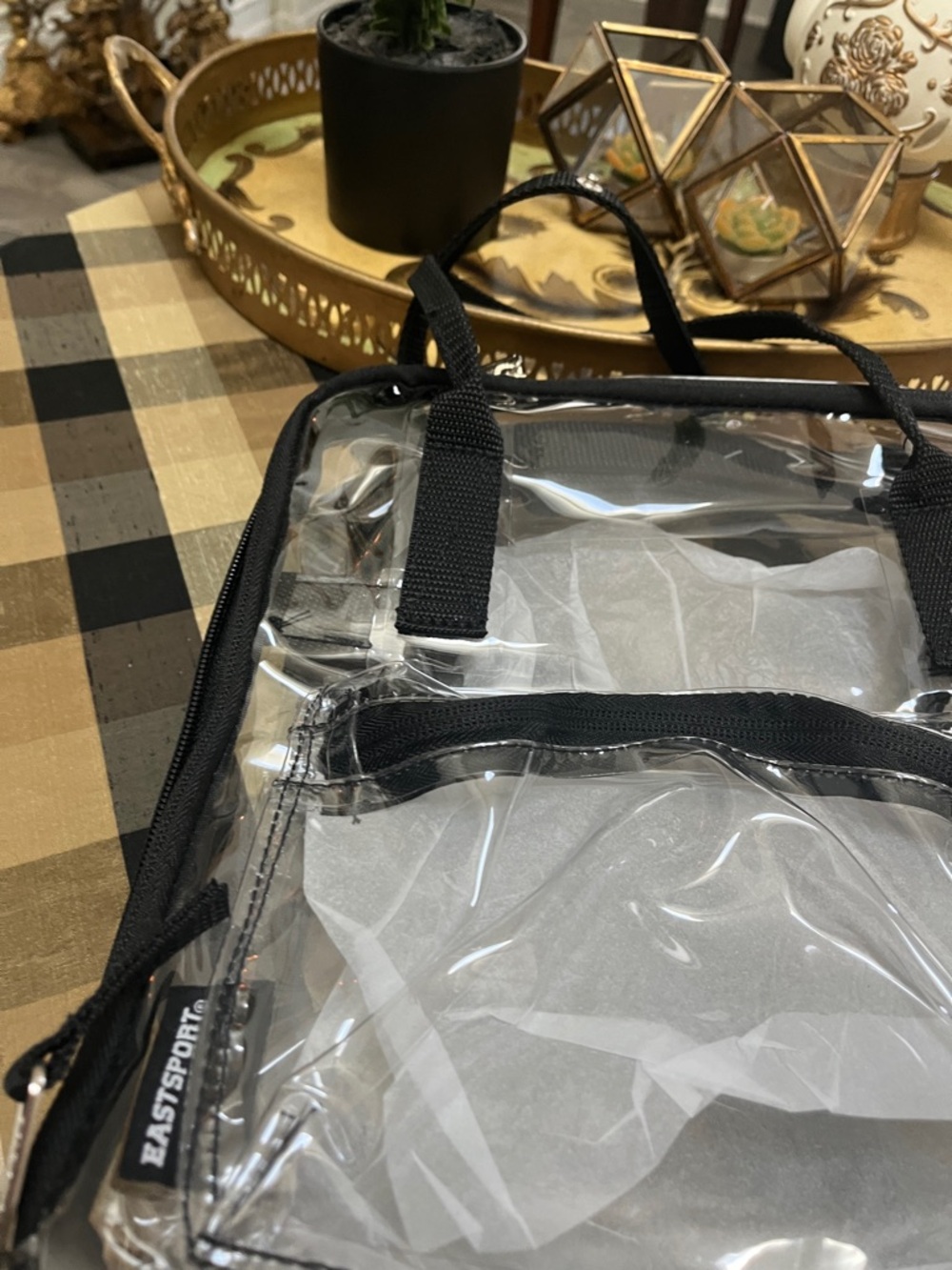 Eastsport Clear Tote with Black Trim - Stadium Approved Clear Bag - Picture 3 of 5